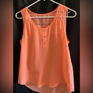 mine Coral Lace Yoke Sleeveless Camisole
